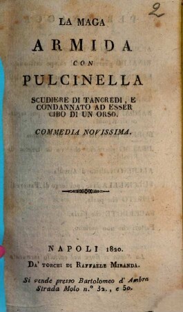 La maga aemida con Pulcinella : commedia novissima