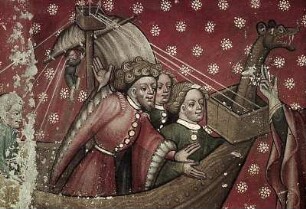 Der heilige Nikolaus verhindert die Zerstörung seiner Kirche durch anreisende Pilger: das gefährliche Öl wird vernichtet