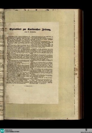 Karlsruher Zeitung, Extrablatt