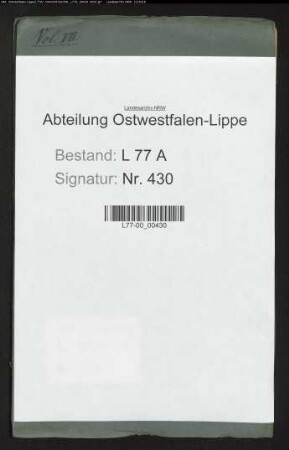 Anstellung der Justizamtmänner, Amtsschreiber, Assessoren und Auditoren beim Amt Varenholz, Bd. 7