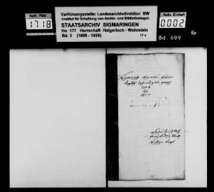 "Haigerlocher allgemeine Heiligenvogtei-Rechnung" (für die Herrschaft Haigerloch); Rechner: Franz Ludwig Mock, Heiligenvogt zu Haigerloch