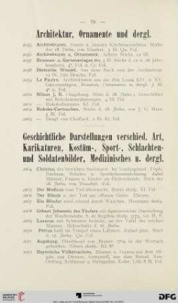 Geschichtliche Darstellungen, Karikaturen, Kostüm-, Sport-, Schlachten- u. Soldatenbilder etc. (Nr. 2064-2221)