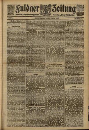 Erste Ausgabe vom Samstag, den 30. Oktober 1909.