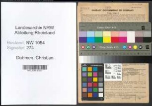 Entnazifizierung Christian Dahmen , geb. 17.05.1884 (Steuerinspektor)