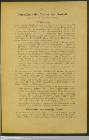 II. Oberlehrer und ständige Lehrer
