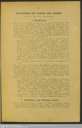 II. Oberlehrer und ständige Lehrer