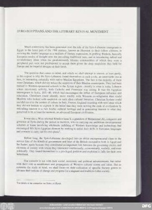 Syro-Egyptians And The Literary Revival Movement