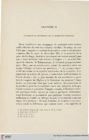 Chapitre II: L'Afrique au Lendemain de la conquête Byzantine