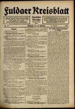 Ausgabe vom Mittwoch, den 26. Februar 1919.