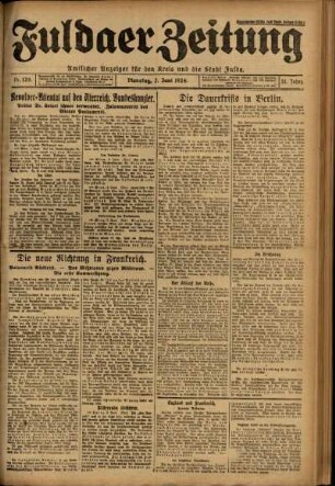 Erste Ausgabe vom Dienstag, den 03. Juni 1924.