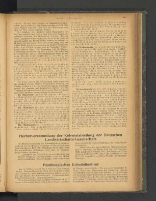 Herbstversammlung der Kolonialabteilung der Deutschen Landwirtschafts-Gesellschaft.