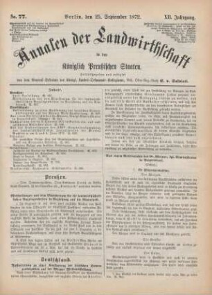 No. 77. Berlin, den 25. September 1872. XII. Jahrgang.