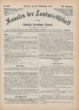 No. 77. Berlin, den 25. September 1872. XII. Jahrgang.