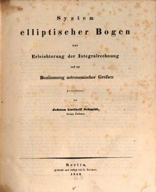 System elliptischer Bogen zur Erleichterung und zur Bestimmung astronomischer Größen