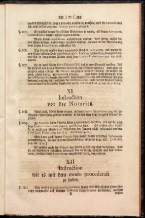 XI. Instruction vor die Notarien.