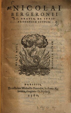 Oratio, de iurisprudentiae studio