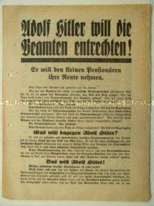 Wahlaufruf der NSDAP zur Reichspräsidentenwahl 1932 mit Blickrichtung auf die Beamten