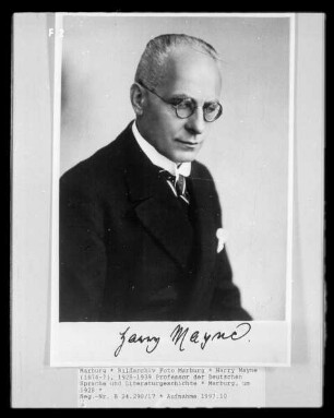 Harry Mayne (1874-?), 1928-1939 Professor der Deutschen Sprache und Literaturgeschichte
