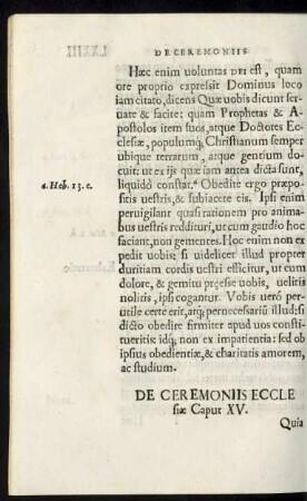 De Ceremoniis Ecclesiae Caput XV.