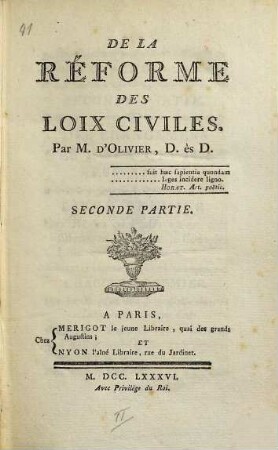 De la réforme des loix civiles, 2