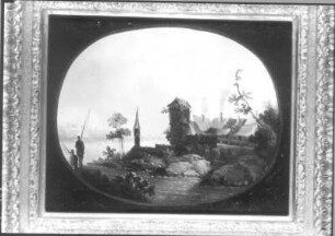 Zwei Angler am Stadtrand