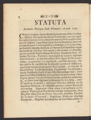 Statuta Facultatis Theologiae studii Wiennensis ...