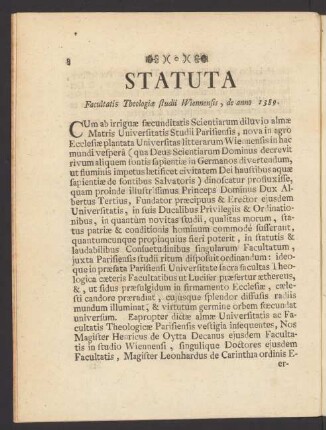 Statuta Facultatis Theologiae studii Wiennensis ...