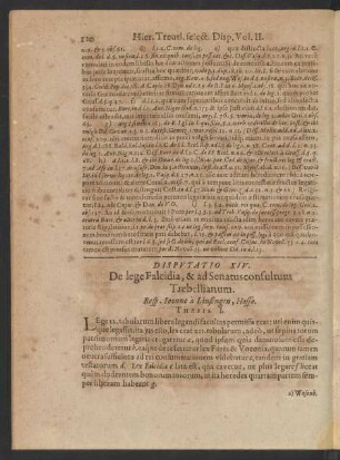 Disputatio XIV. De lege Falcidia, & ad Senatusconsultum ...