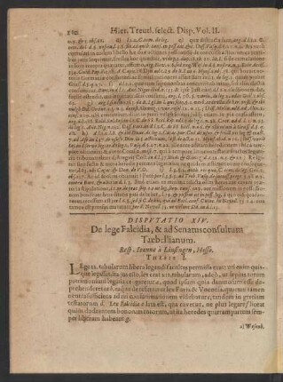 Disputatio XIV. De lege Falcidia, & ad Senatusconsultum ...