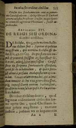 Articulus XVI. De Rebus Seu Ordinationibus civilibus.