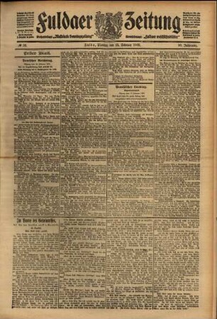 Erste Ausgabe vom Montag, den 15. Februar 1909.