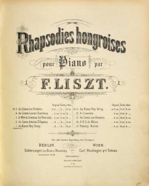 Rhapsodies hongroises : pour le piano. 7, Au Baron Fery Orczy