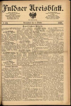 Erste Ausgabe vom Samstag, den 08. Oktober 1898.