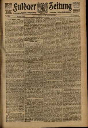 Erste Ausgabe vom Freitag, den 18. November 1910.