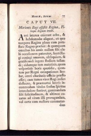 Caput VII. Morienti Regi assistit Regina, Filoque Regnum tradit.