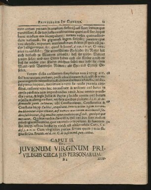 Caput II. De Iuvenum Virginum Privilegiis Circa Ius Personarum.