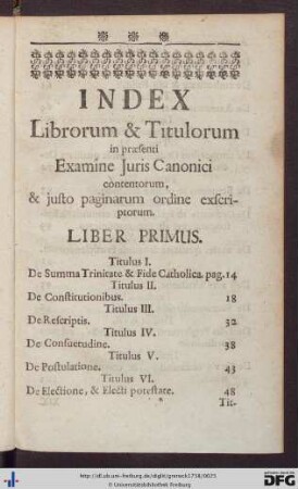 Index Librorum Et Titulorum.