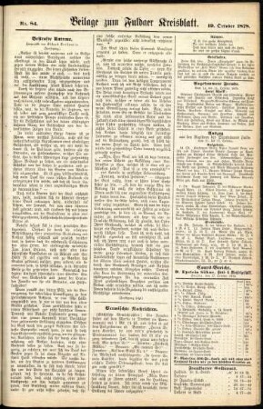 Zweite Ausgabe vom Samstag, den 19. Oktober 1878.