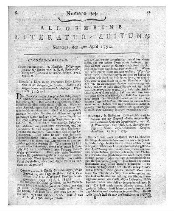 Anleitung zum genauen Unterricht Erwachsener und fähiger Kinder in der Glückseligkeitslehre Jesus. Frankfurt am Main: Fleischer 1789