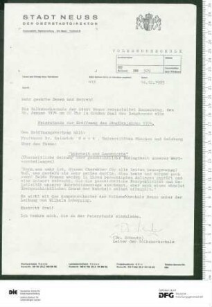 Beilage zum Programm 1. Trimester 1974
