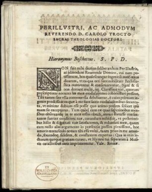 Dedikation an Carolo Trocto sacrae theologiae doctori