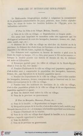 Sommaire du dictionnaire géographique