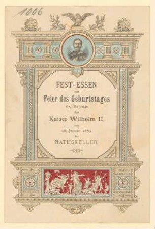 Menükarte : Fest-Essen zur Feier des Geburtstages Sr. Majestät…, Rathskeller Görlitz