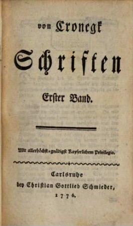 von Cronegk Schriften, 1
