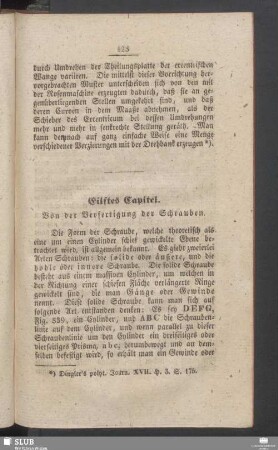 Eilftes Capitel. Von der Verfertigung der Schrauben