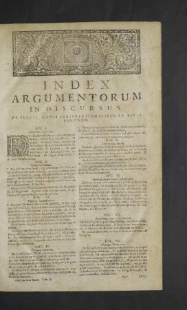 Index Argumentorum in Discursus