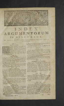 Index Argumentorum in Discursus