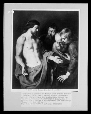 Rockox Triptychon mit der Darstellung des ungläubigen Thomas und dem Stifterehepaar — Mitteltafel: Der ungläubige Thomas