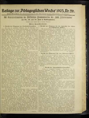 Beilage zur 'Pädagogischen Woche' 1905, Nr. 26