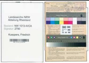 Entnazifizierung Friedrich Kueppers , geb. 27.03.1912 (Schlosser)